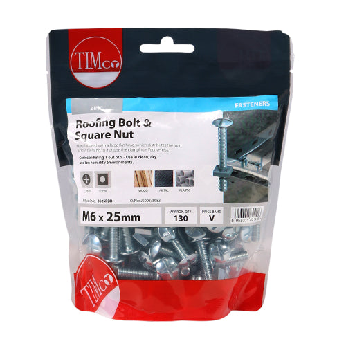 Timco 6 x 25 Roofing Bolt & Hex Nut 12s