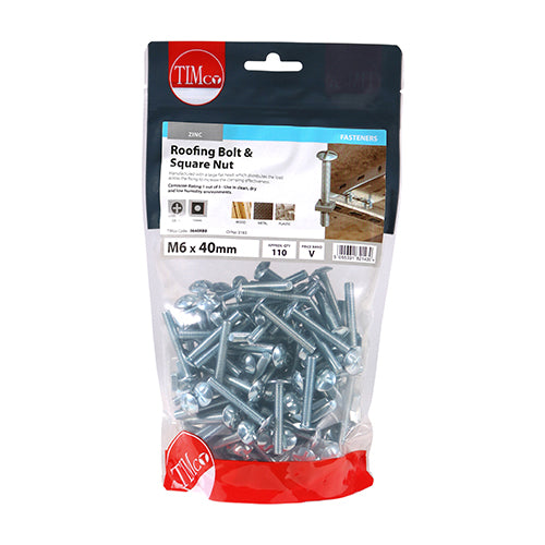 Timco M6 x 40 Roofing Bolt & Hex Nut 110s