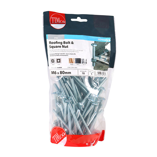 Timco M6 x 80 Roofing Bolt & Hex Nut