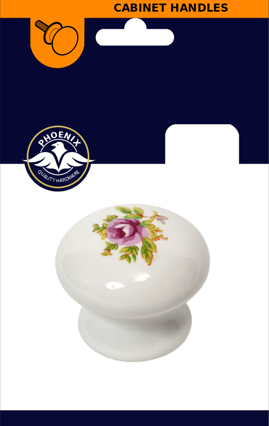 Phoenix Floral White Ceramic Knob