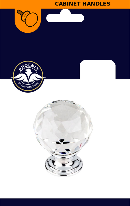 Phoenix Crystal Knob c/w Chrome Base 35mm