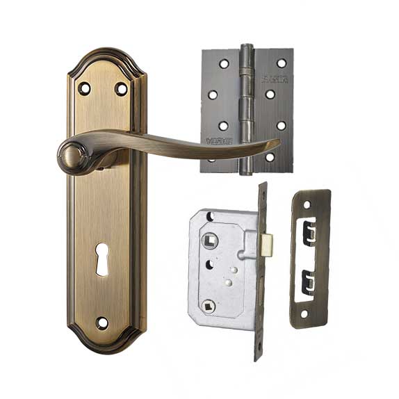 Belair Bronze Plated Handle and Lock and Hinges