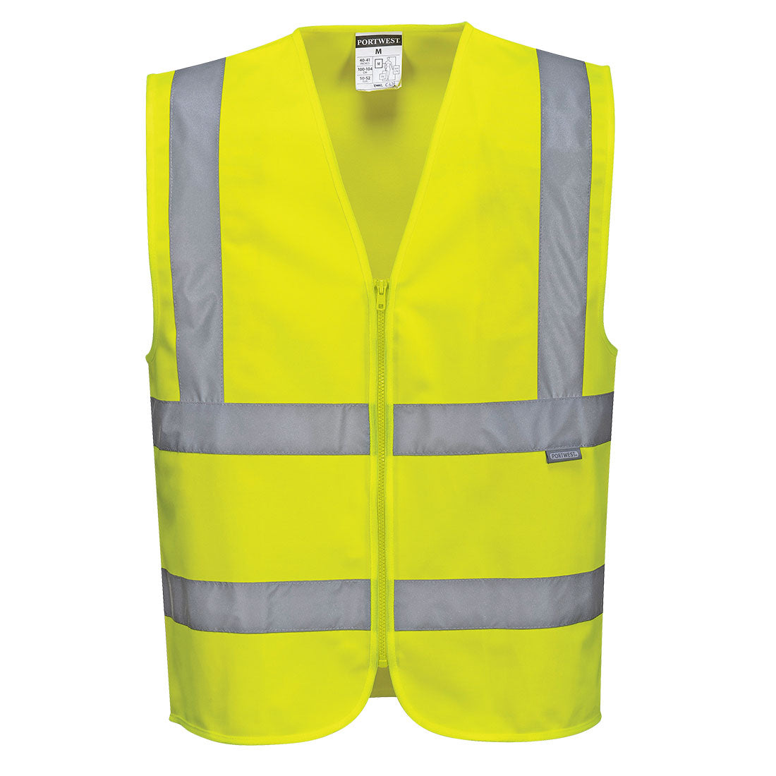 Hi Vis Band and Brace Vest Yellow Zipped Portwest