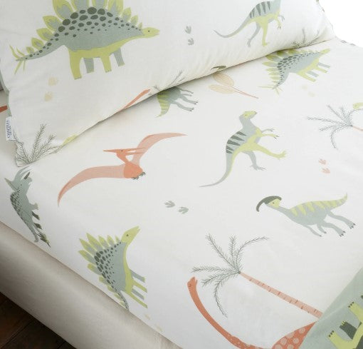 Dinosaurs Natural Toddler Cot Fitted Sheet