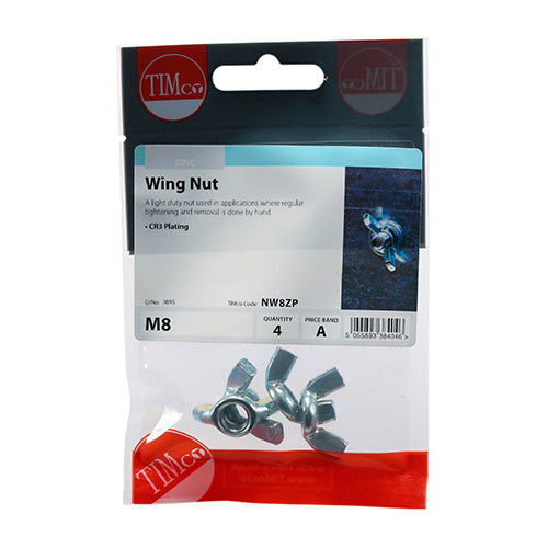 Timco M8 Wing Nuts 4pk