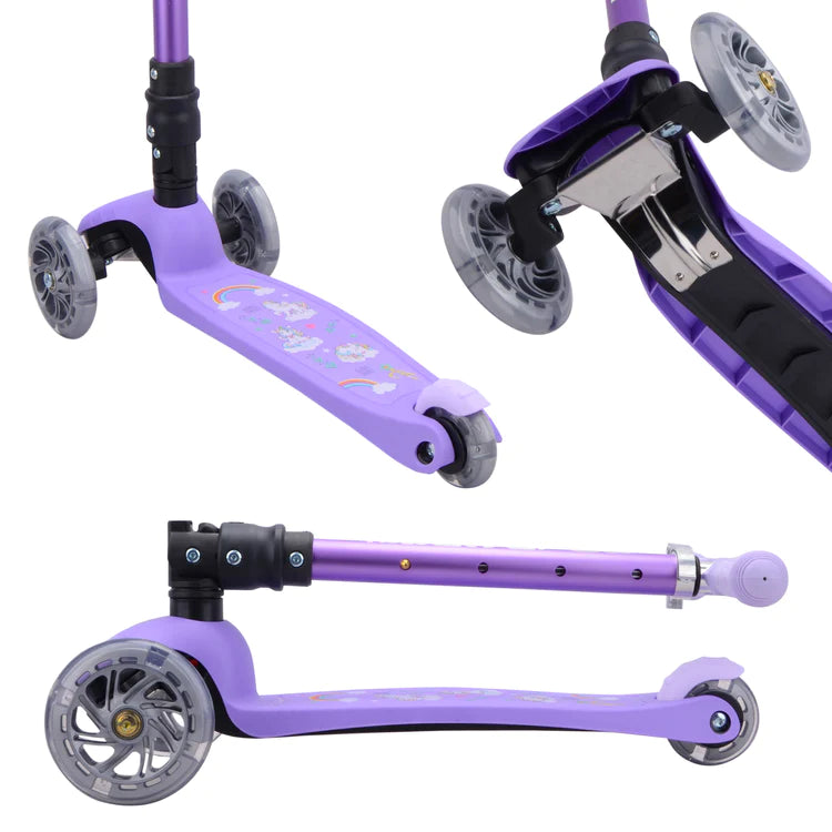 Bold Cube Teeny Foldable Purple 3 Wheel Scooter