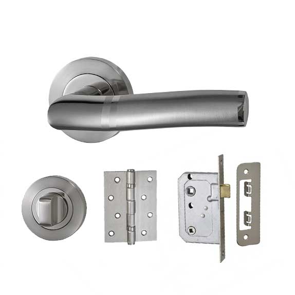 Roxton Bathroom Handle & Lock & Hinges Boxed