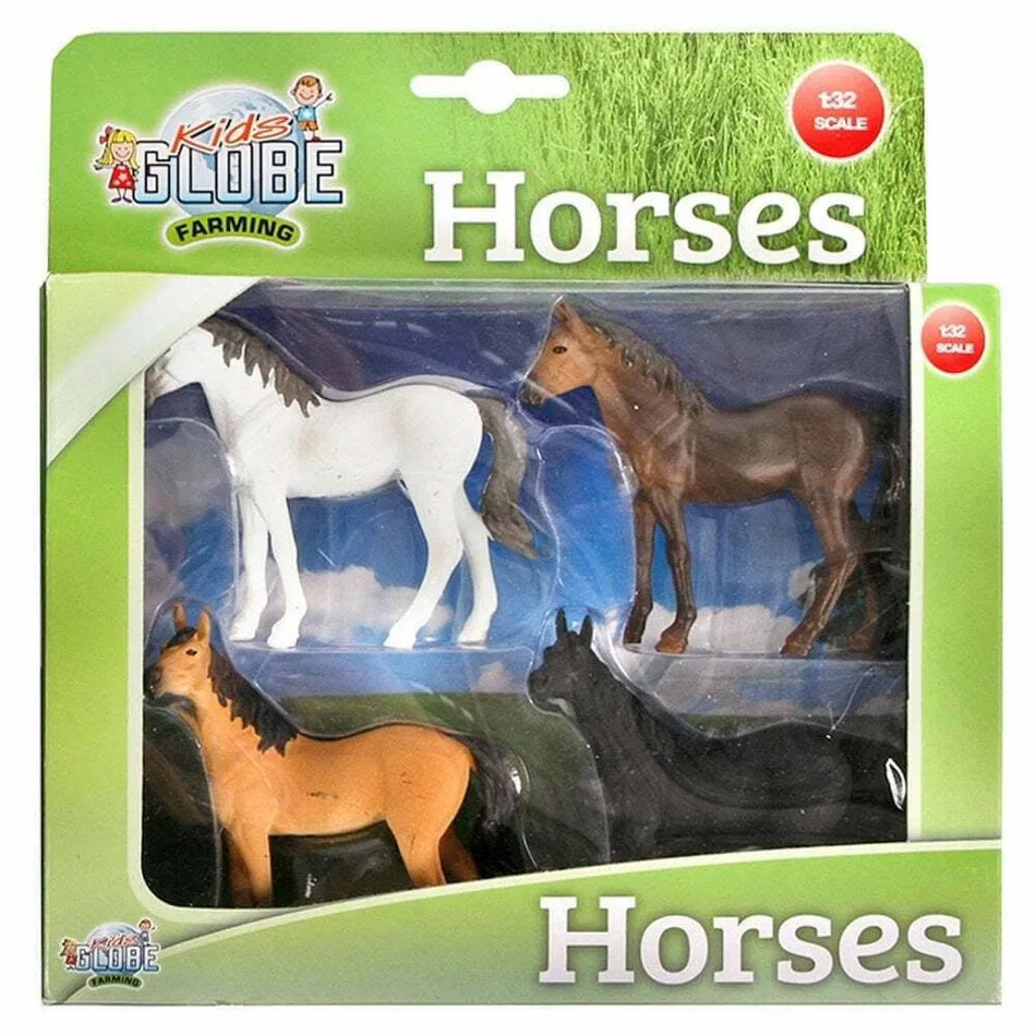 Kid's Globe 1:32 Farming Horses 4 Piece