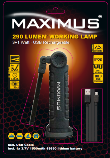 Maximus LED 3+1W Battery Work Lamp