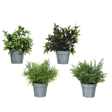 Faux Plants in Grey Plant Pot