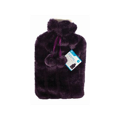 Hot Water Bottle C/W Faux Fur Cover Purple