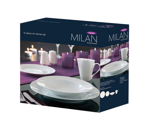 Milan 16 Piece Rim Dinner Set