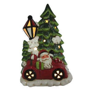 24cm Battery Operated  Lit Tree and Santa In Car