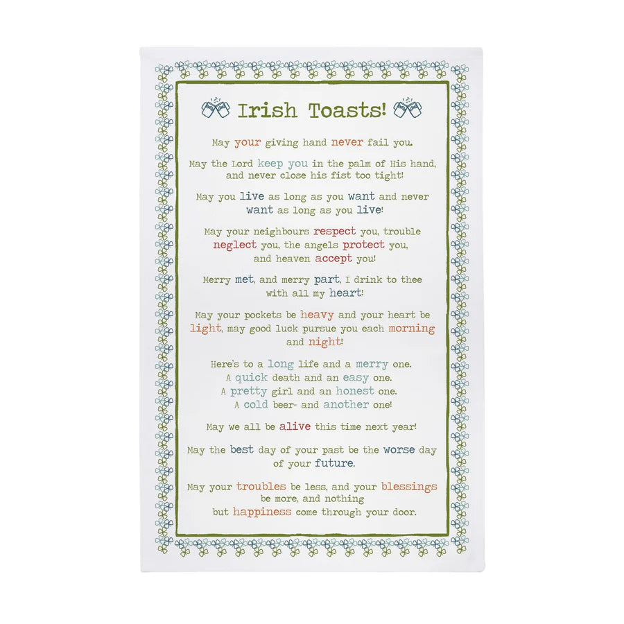 Irish Toasts Green Cotton Tea Towel