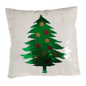 40cm x 40cm White Sequin Tree Cushion