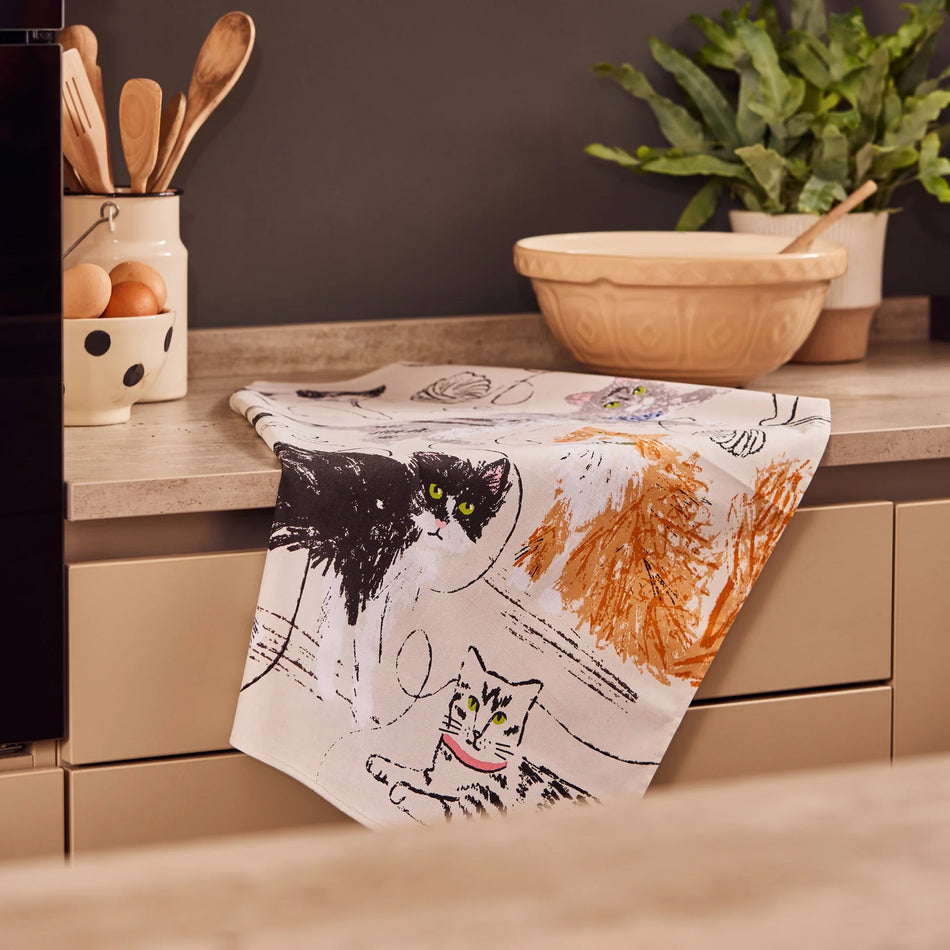 Feline Friends Cotton Tea Towel