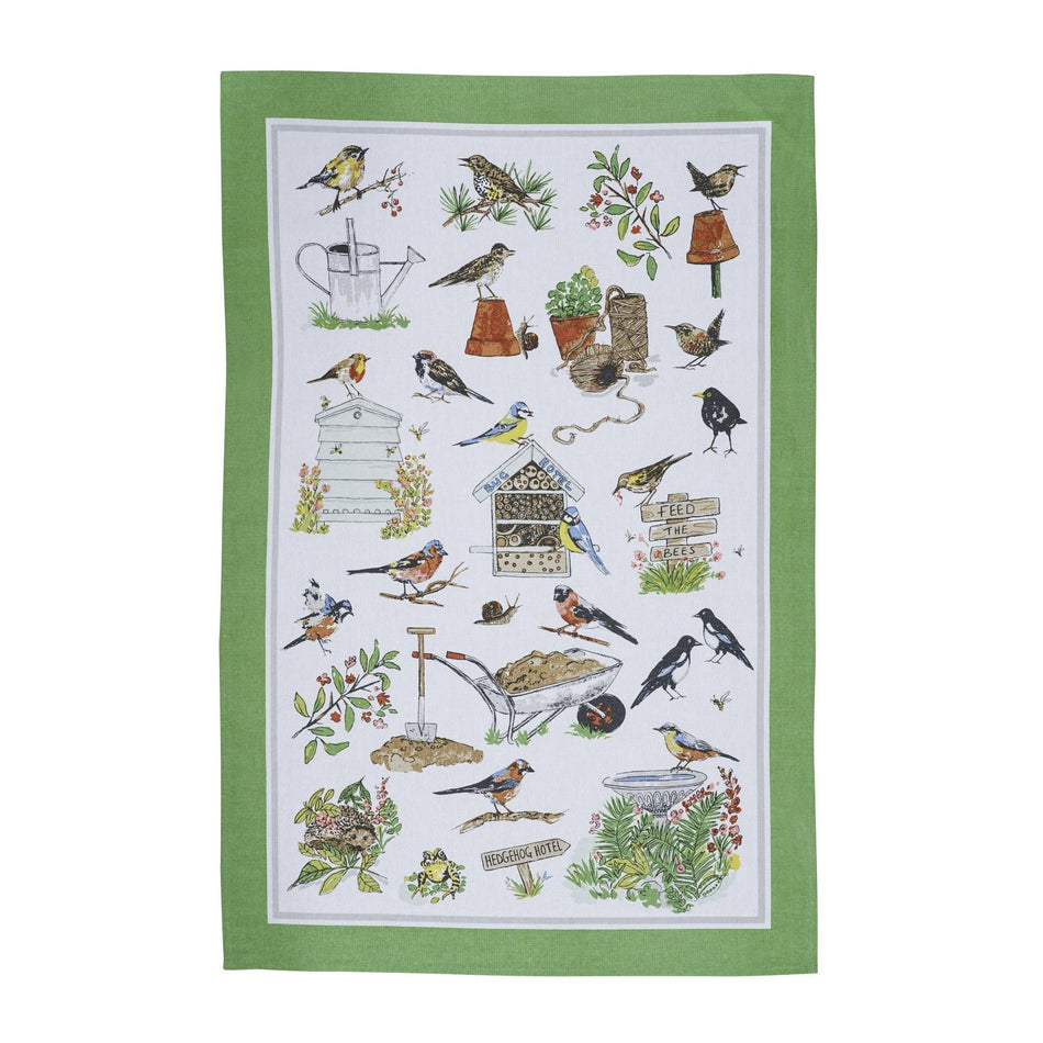 Garden Birds Cotton Tea Towel