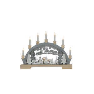 45cm Battery Operated Lit Wooden Train Candle Bridge