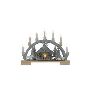 45cm Battery Operated Lit Wooden Nativity Candle Bridge