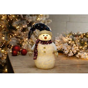 45cm Battery Operated Lit Sequin Hat Snowman
