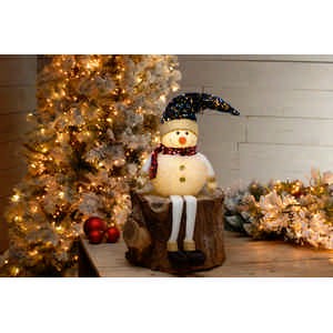 74cm Battery Operated  Lit Dangly Legs Sequin Snowman
