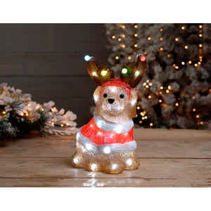 33cm Lit Acrylic Dog With Lights