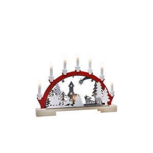 45cm Battery Operated Lit Santa And Sleigh Red Candle Bridge