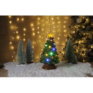 32cm Battery Operated Lit Tree With Turning Sleigh And Music