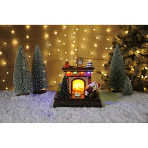 20cm Battery Operated Lit Fireplace With Moving Tree