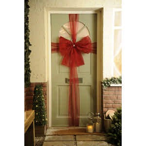 Organza Door Bow Kit With Pre Made Bow Dark Red