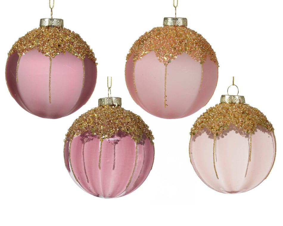 Bauble Glass Trans W/Beads/Sequins Tree Decoration Each