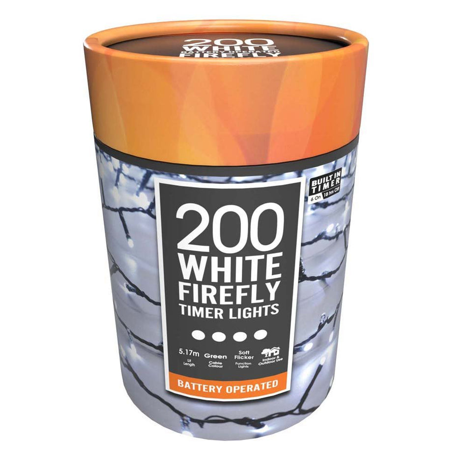 200 Battery Fire Fly Lights White