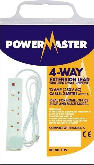 Powermaster 4 Gang 2m Extension Lead