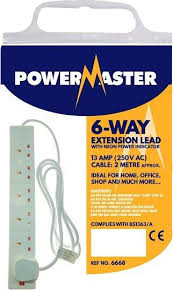 Powermaster 6 Gang 2m 13A  Surge Protected Extension Lead