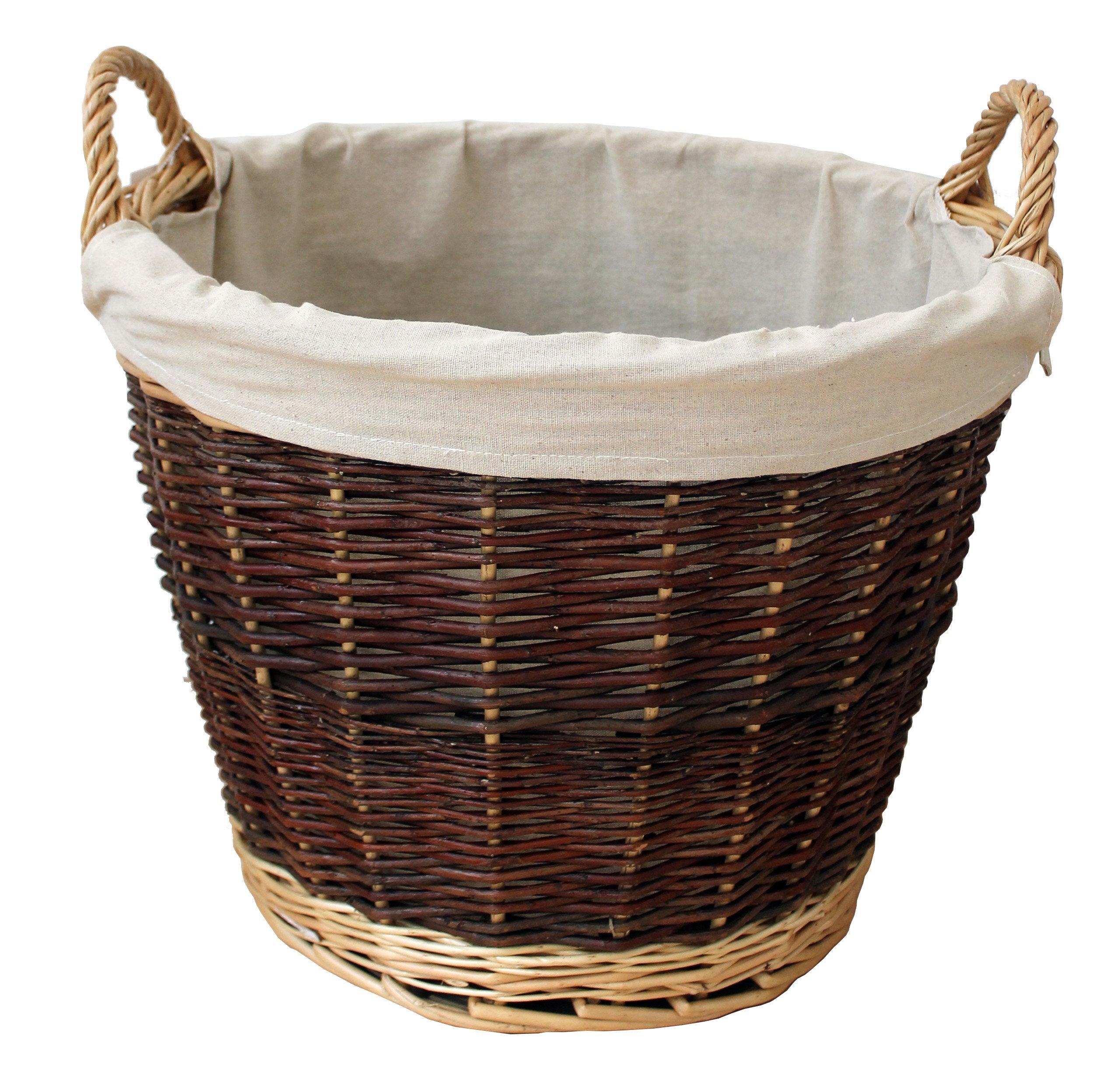 Rope Round Grey Willow Basket with Liner