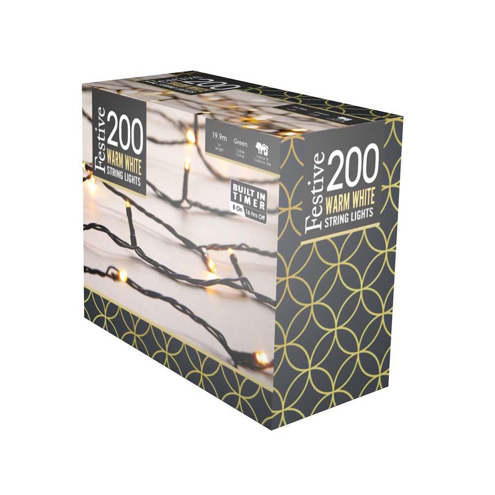 200 Multi Function LED String Lights Warm White | 19107