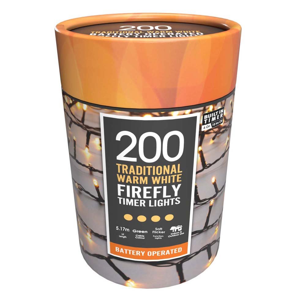 200 Battery Fire Fly Warm White Lights