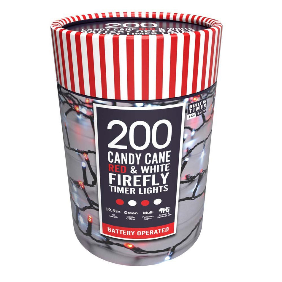 200 Battery Fire Fly Candy Cane Lights