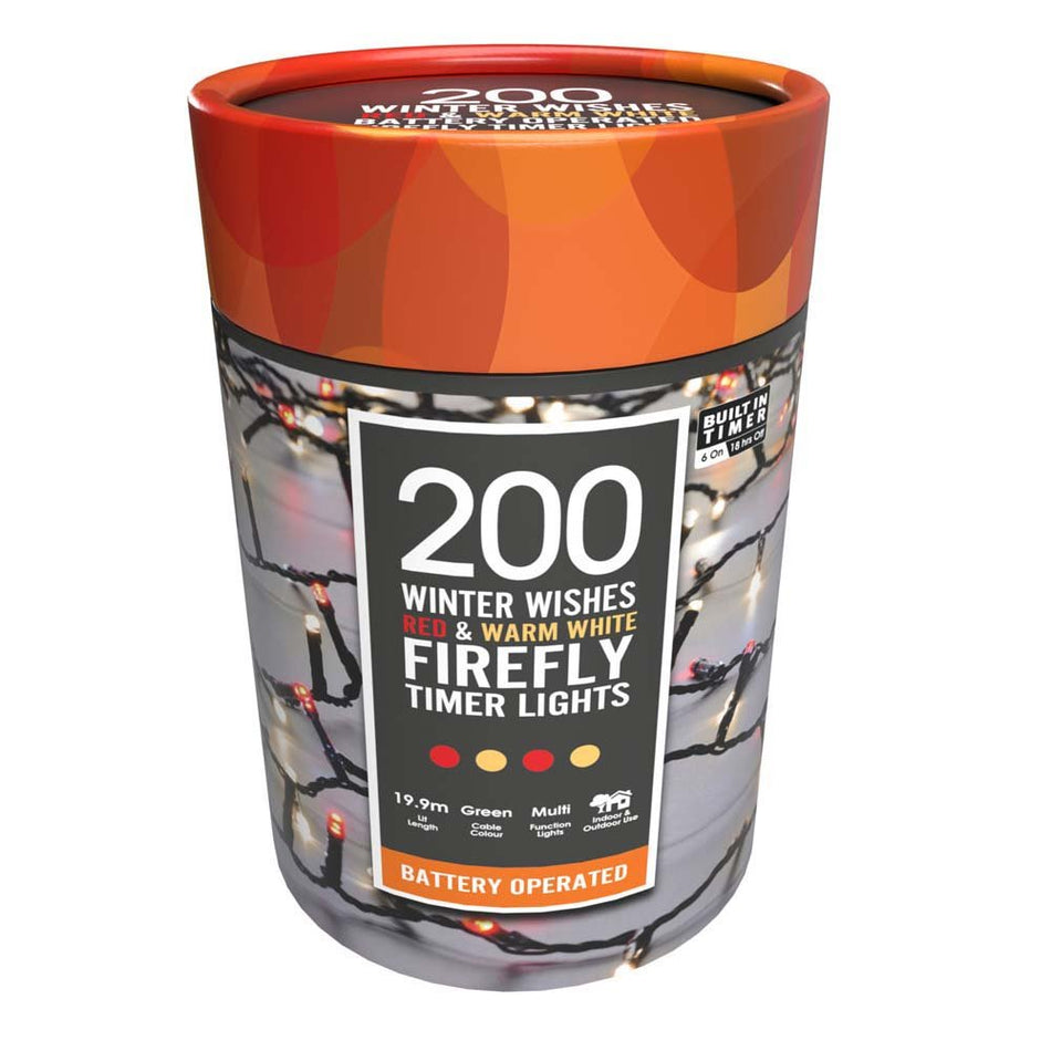 200 Battery Fire Fly Candy Winter Wishes Lights