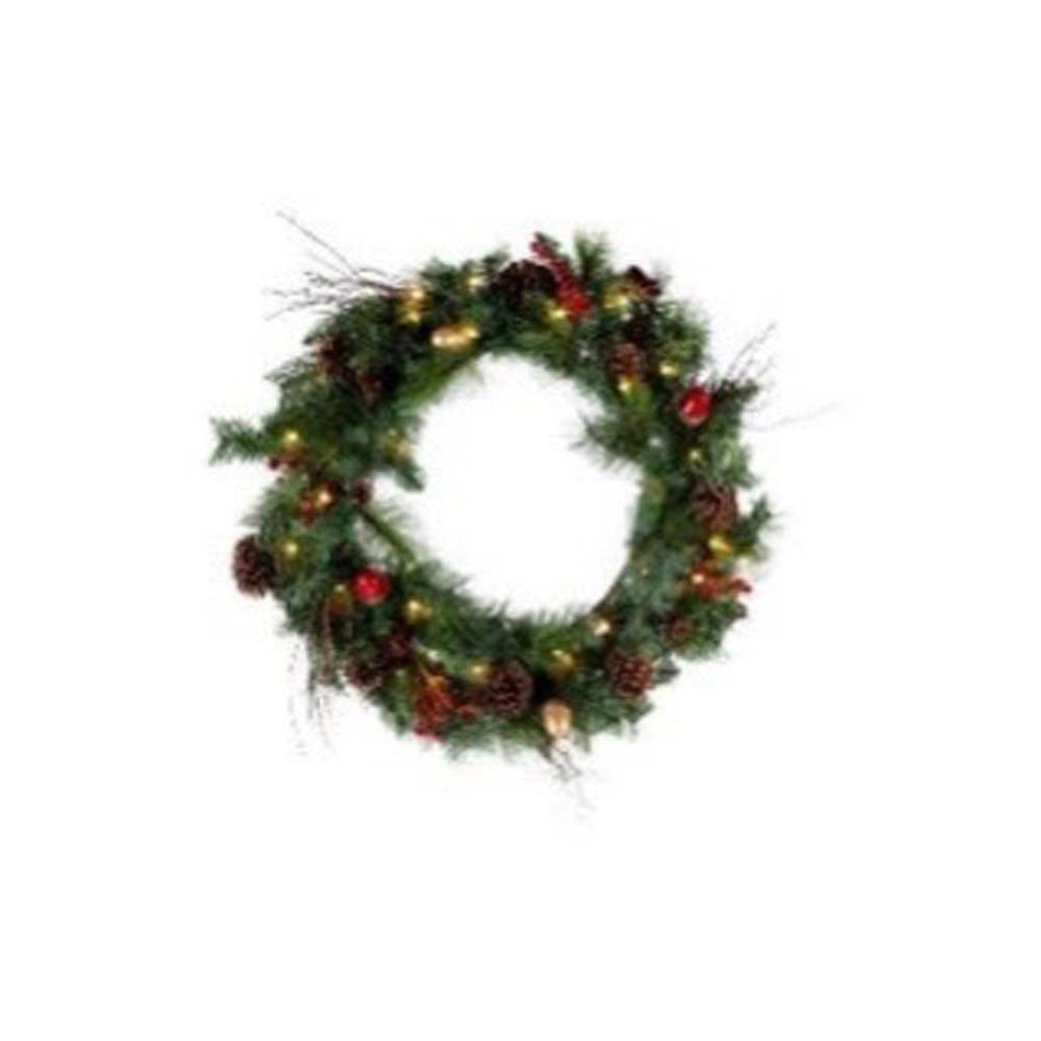 60cm Wreath With Cones , Berry, Acorns 35 LEDs