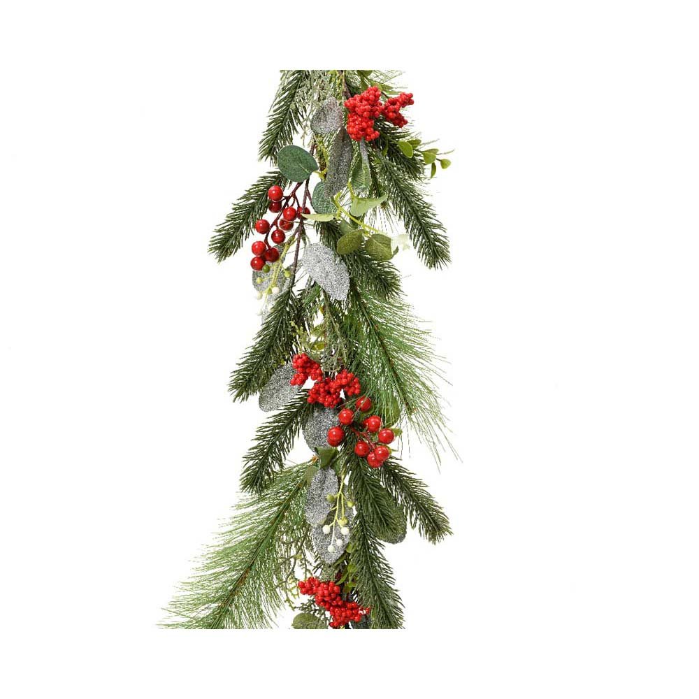 Red Berries  and Eucalyptus Christmas Garland 180cm