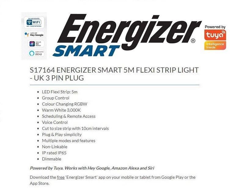 Energizer 5m LED Smart Colour Changing Flexi Strip
