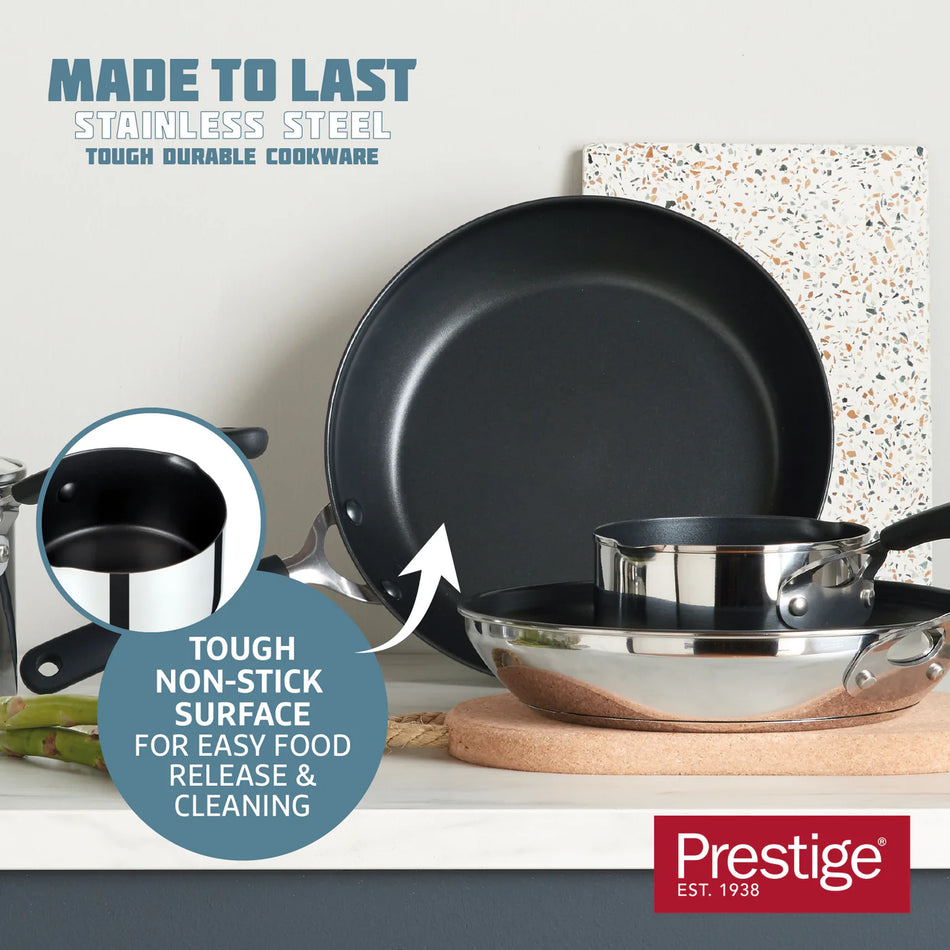 Prestige Made to Last: Stainless Steel Pan Set - 5 Pieces