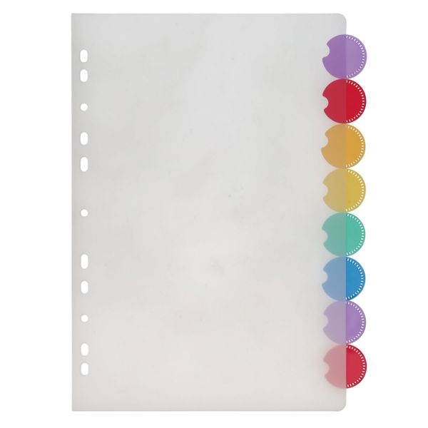 Concept A4 Round Tab Transparent Subject Dividers - 8 Part