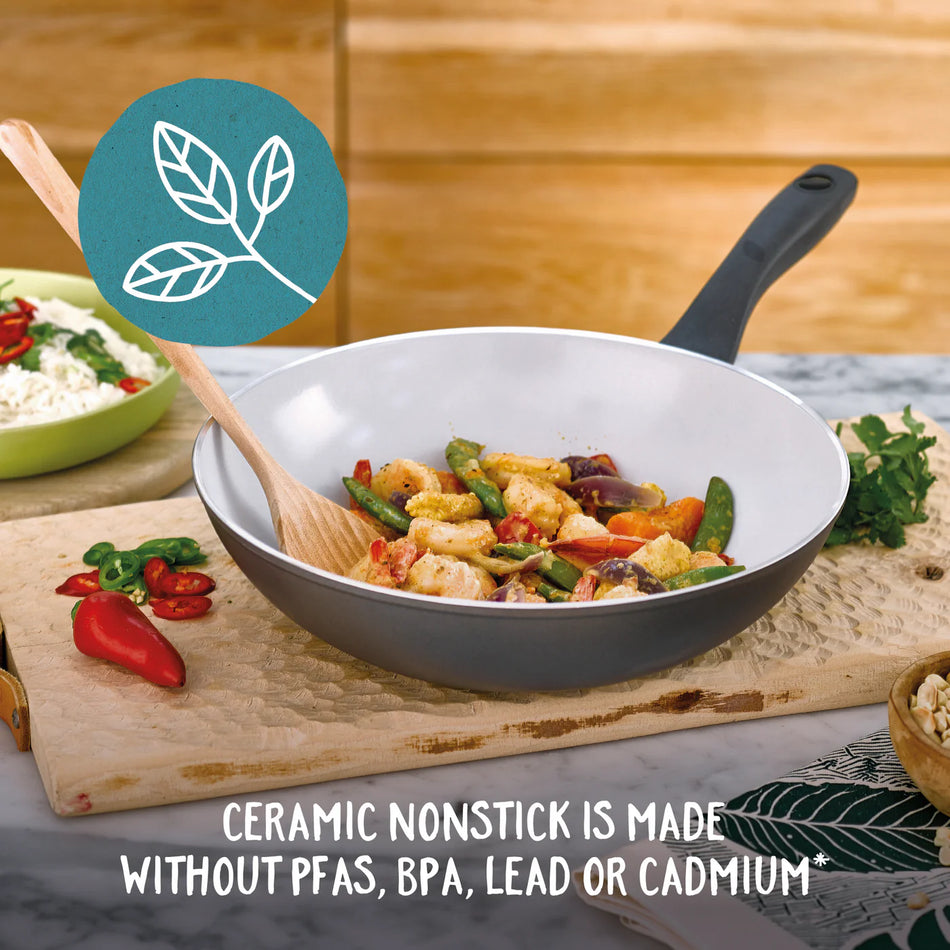 Prestige Earth Pan: Ceramic Non-Stick Stir Fry Wok - 28cm
