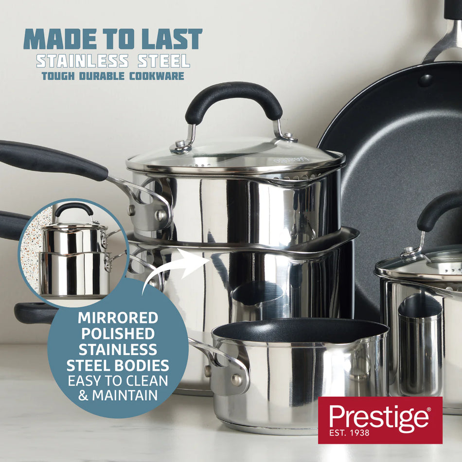 Prestige Made to Last: Stainless Steel Straining Saucepan