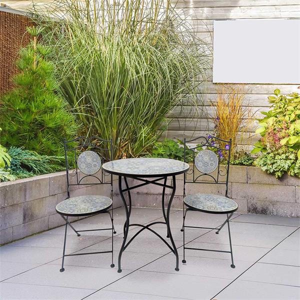 Avignon Outdoor Bistro Set with Mosaic Tile Top