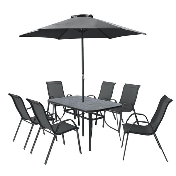 Amora 6 Seater Dining Set with Parasol
