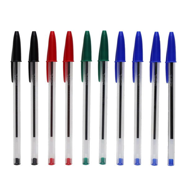 Pkt.10 Bic Cristal Ballpoint Pen - Assorted