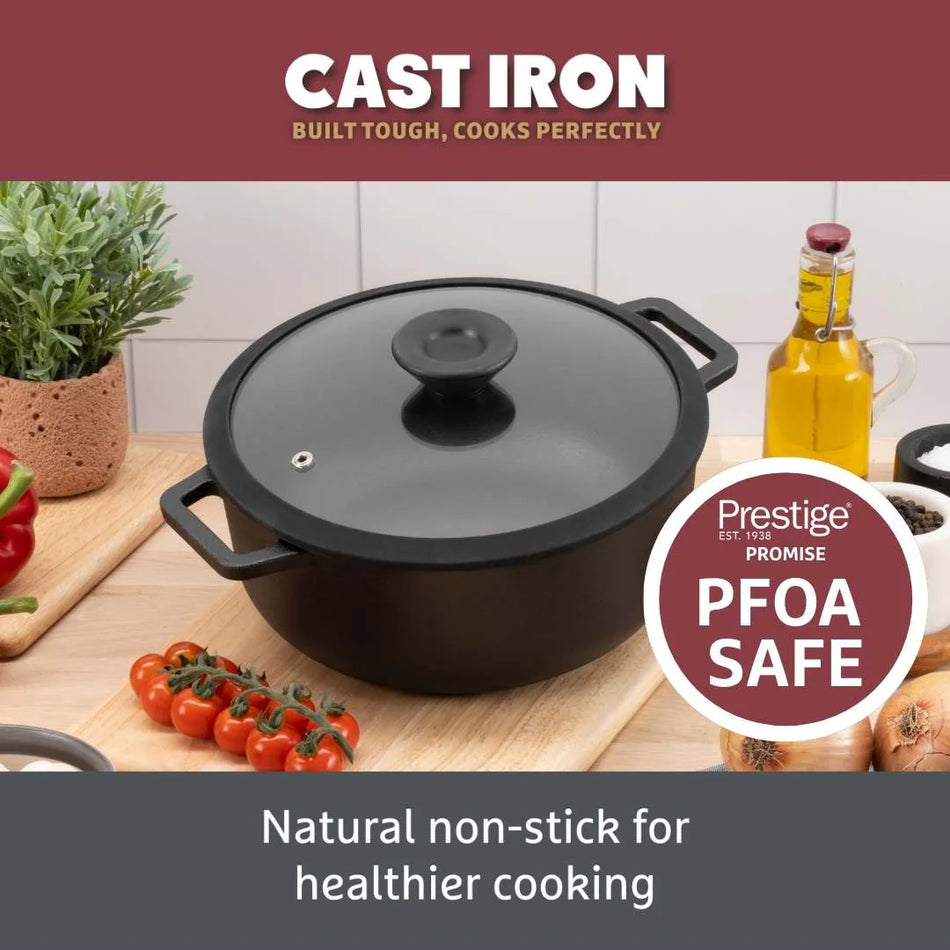 Prestige Cast iron Casserole with Glass Lid 24cm/4.6L